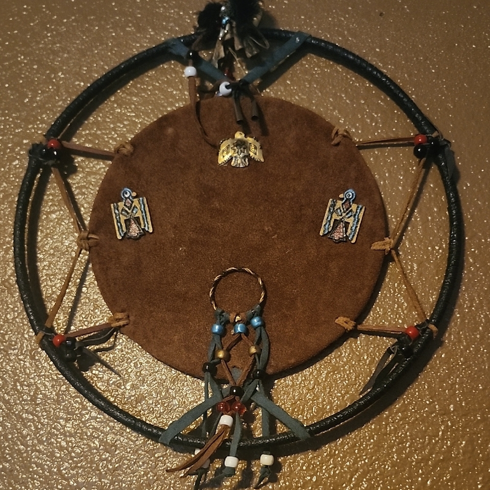 Brown and Black Dreamcatcher with Beaded Accents
